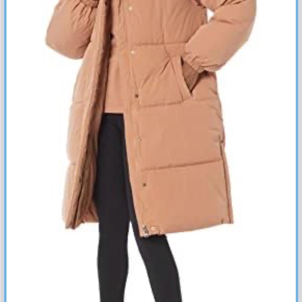 Amazon Essentials Camel Long Quilted Puffer Coat